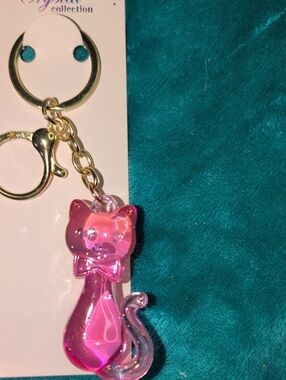 Dark Pink Cat Keychain Bag Charm